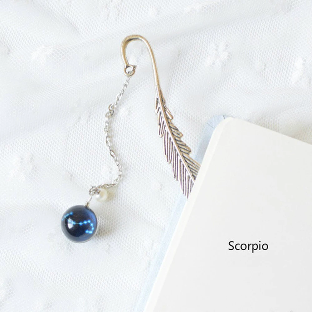 Stationery Student Creative Metal Book mark Reading Luminous Bookmark Pendant Noctilucent Bookmark Bookmark 12 Constellation