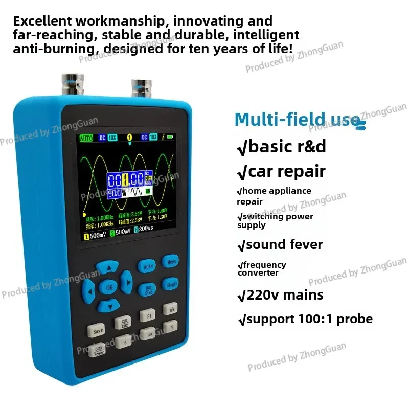 DSO2512G Handheld Digital Oscilloscope 120M Bandwidth Dual Channel Portable Signal Generator 500 Sampling Rate