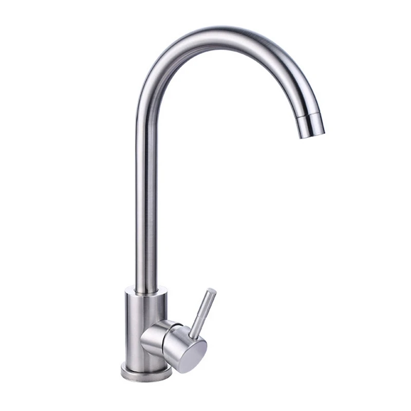 

304 Stainless Steel Kitchen Faucet Single Handle Single Hole Hot And Cold Water Faucet Home Commercial Sink Faucet