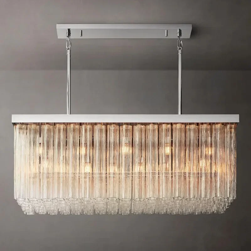 American Luxury Postmodern Chandeliers Big Glass Pendant Light Hanging Light Large Rectangular House Dining Table chandelier