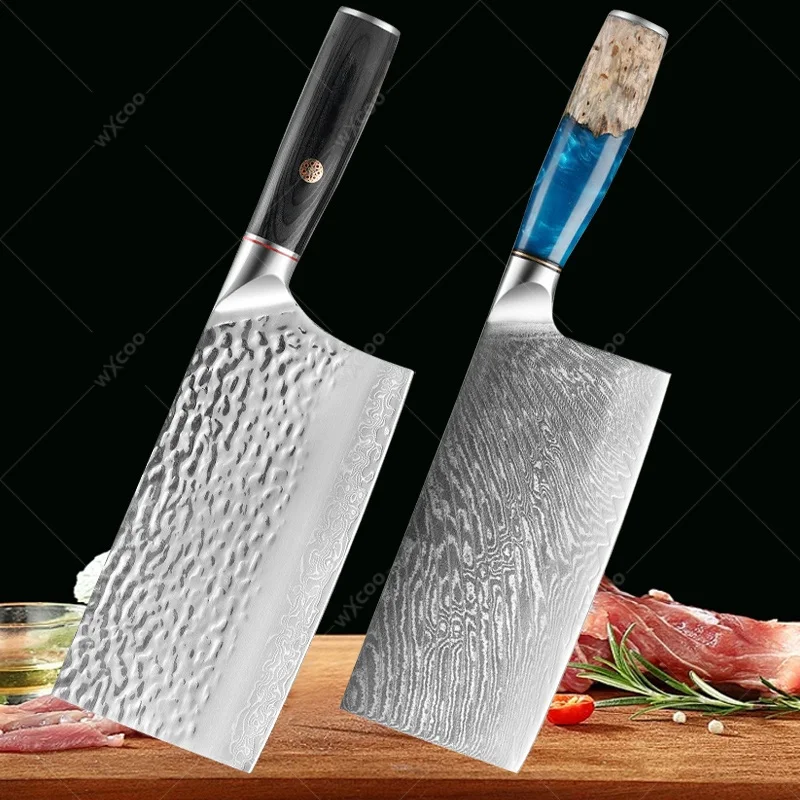 

WXCOO Damascus Steel Kitchen Knife VG10 for Cutting Meat 67 Layers of Steel Household Slicing Knife Forged Pattern Meat Cleaver