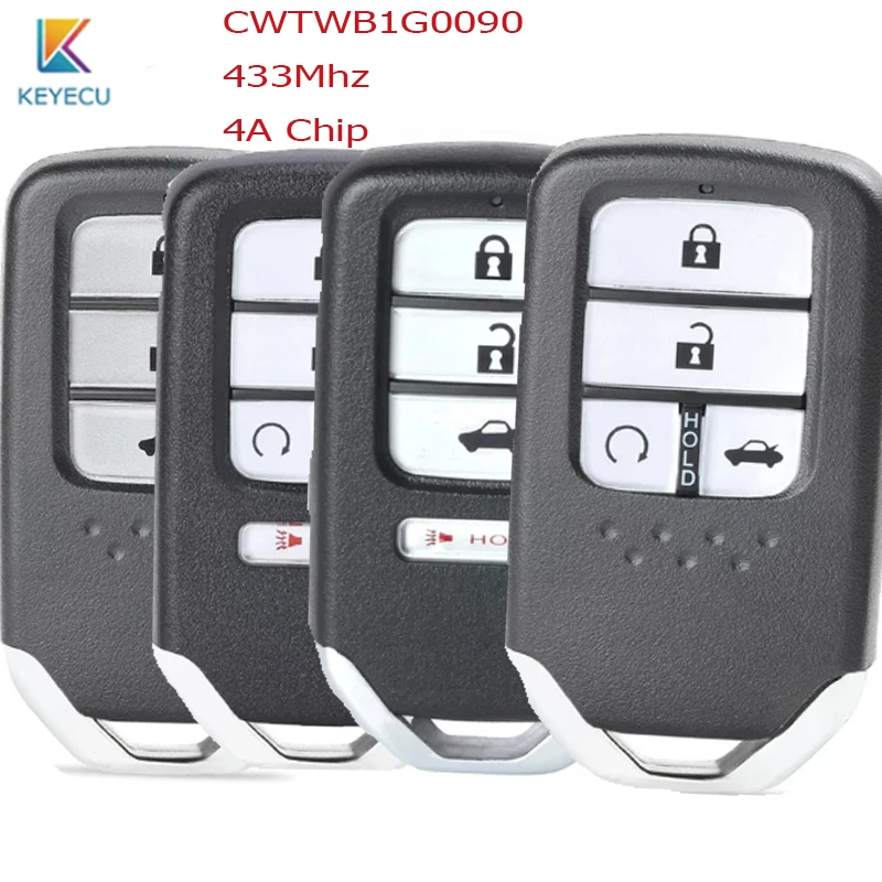 KEYECU Smart Remote Car Key Fob for Honda Accord 2018 - 2021 Insight 2019 - 2022 433MHZ 4A CWTWB1G0090