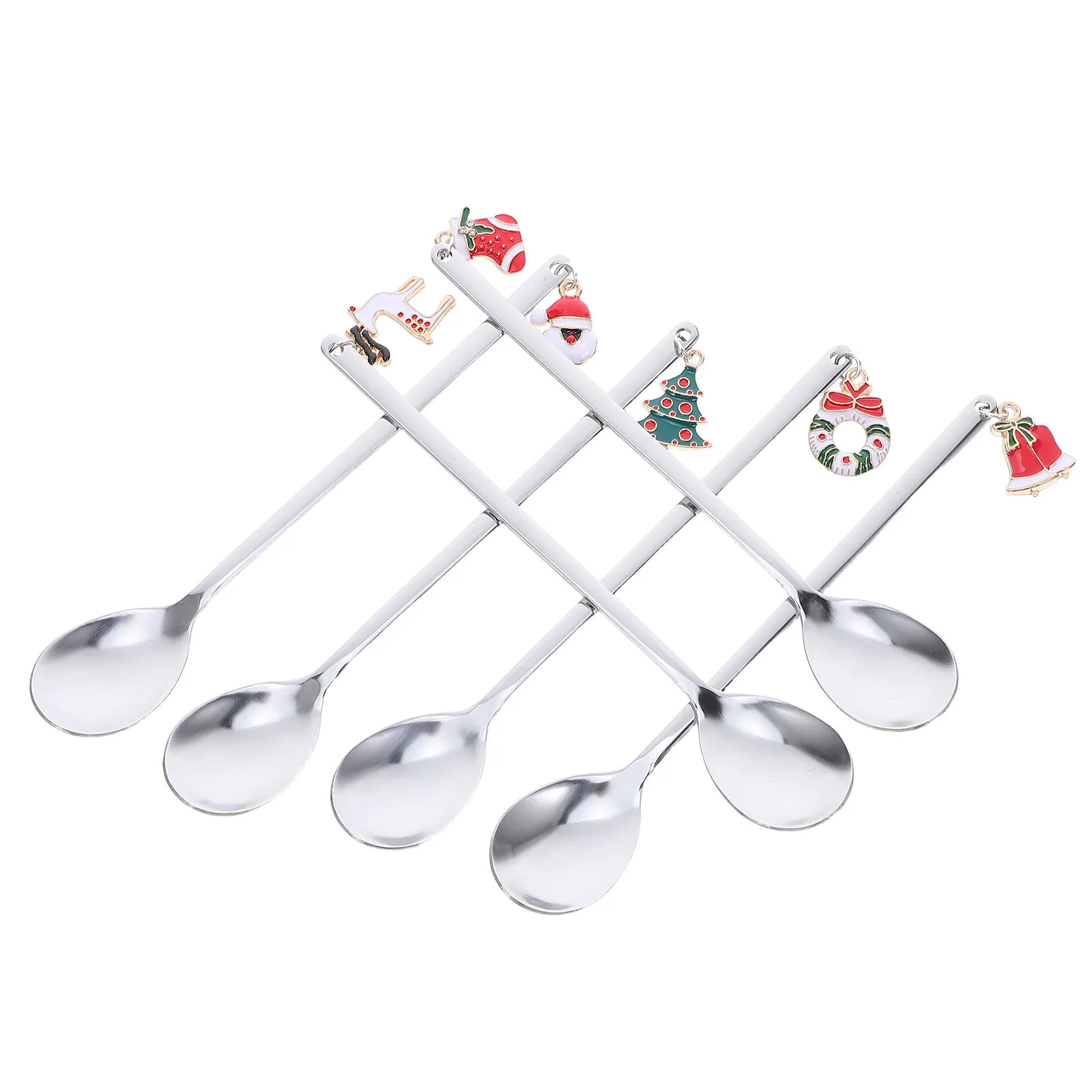 

Christmas Cartoon Stainless Steel Coffee Spoons Pendant Dessert Mixing Spoon Holiday Tableware Ice Supplies