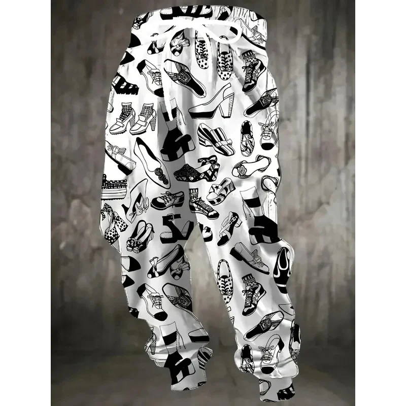 السراويل الرجالية الجديدة لربيع وخريف 2025 كاجوال عصرية ناعمة ومريحة مع طباعة نمط ثلاثي الأبعاد