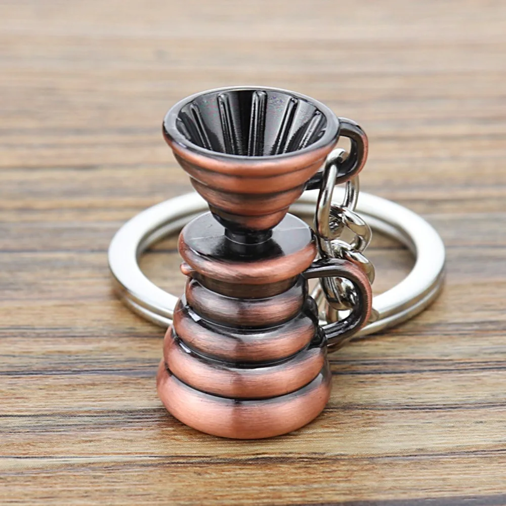 Metal 3D Creative Coffee Keychain Mini Pitcher Coffee Handle Keyring Cute Accessories Moka Pitcher Keyring Small Pendant