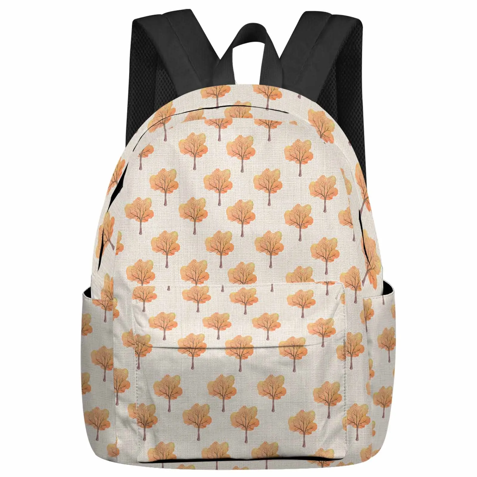 

Autumn Watercolor Trees Linen Orange Large Capacity Backpack Men Laptop Bags High School Teen College Girl Student Mochila