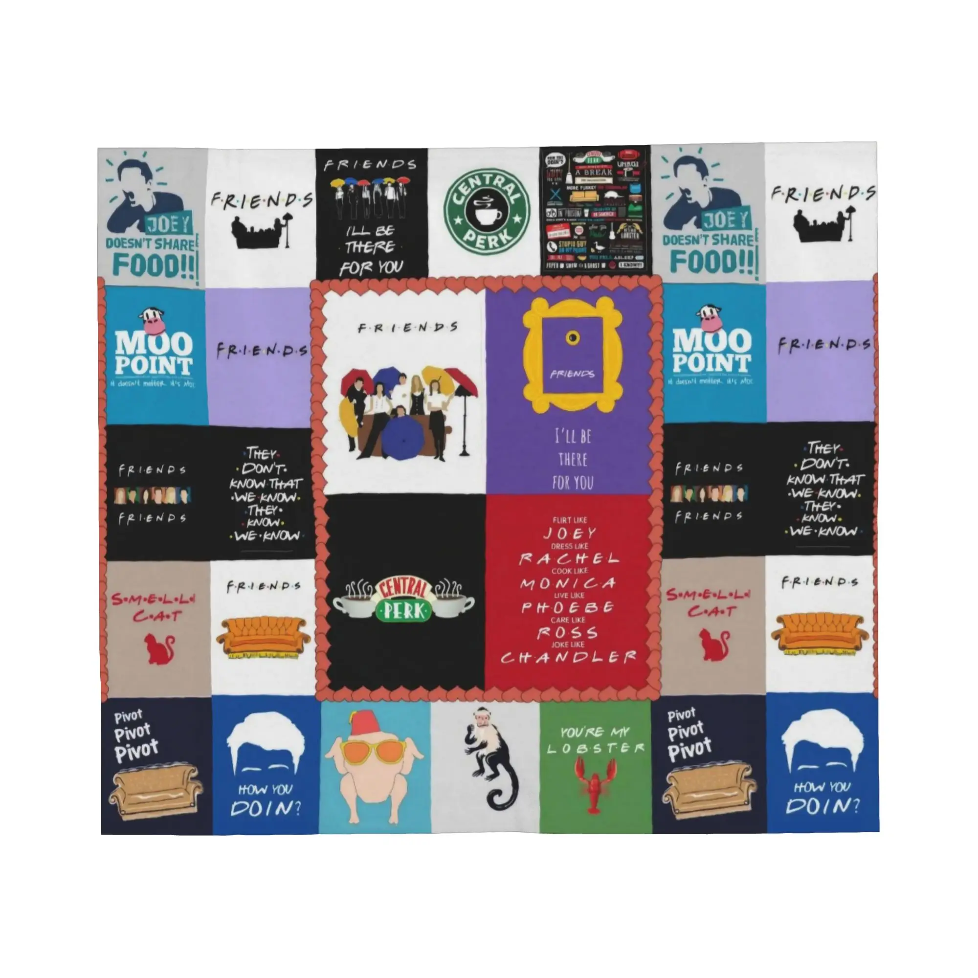 Friends TV Show Bed Sofa Couch Blanket Flannel Bedroom Quilt Blankets Coral Fleece Plush Throw Blanket for Home Couch Bed Rug