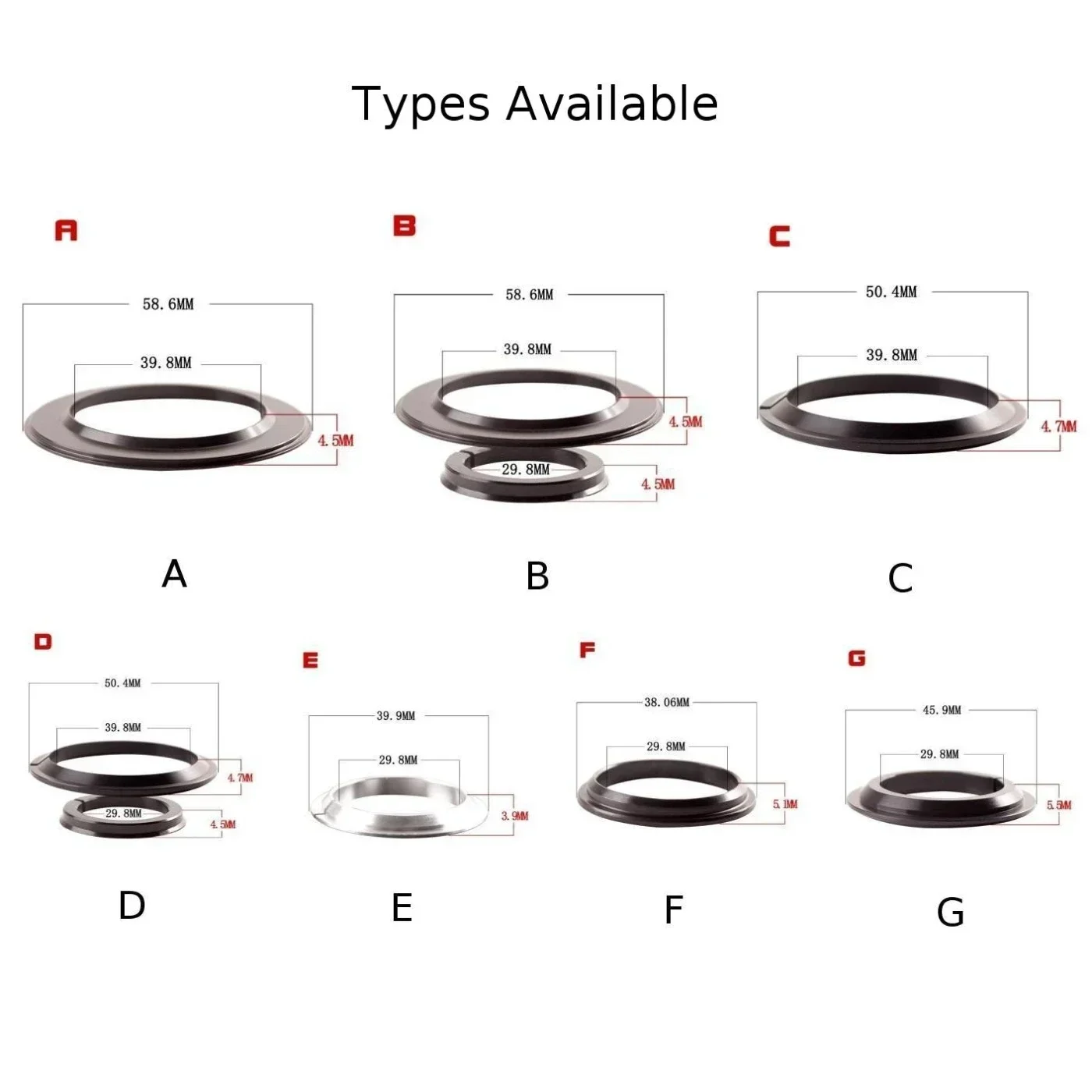 Bicycle Tapered Fork Headtube Reducer Headset Adapter Bike Headset Base Ring Bottom Gear Conversion Seat Tapered Steer Tube    .