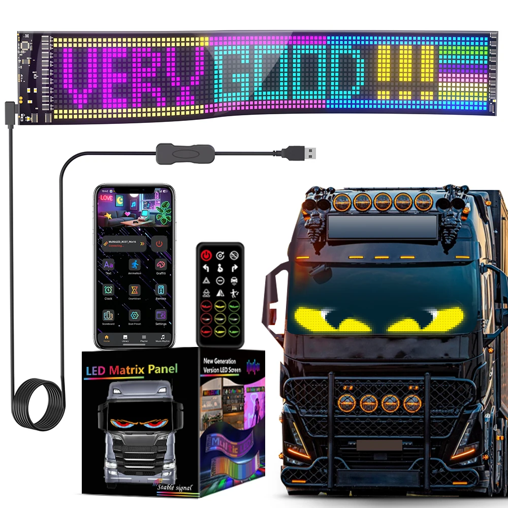 Scrolling Huge Bright Advertising LED Signs, 23.4''x4.7'' Flexible Custom USB 5V BT APP Control