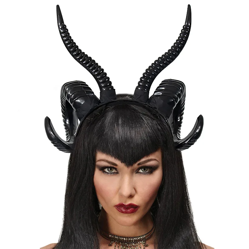Halloween costume headwear, sheep horn headband, sheep horn cosplay party, ball costume props, dark style