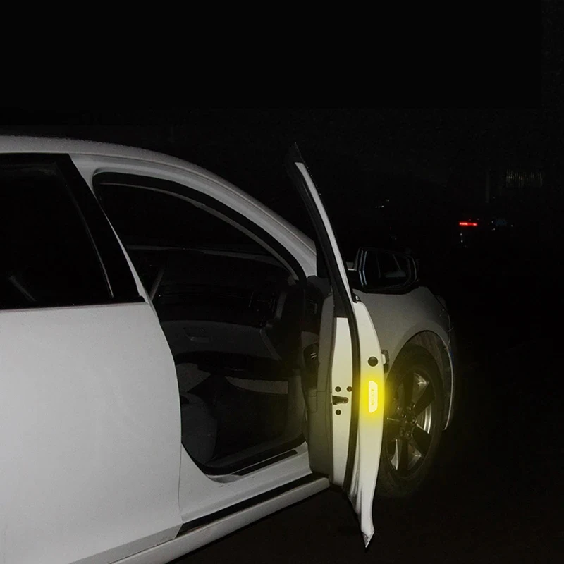 4-12PCS Car Open Reflective Sticker Universal Safety Warning Mark Reflective Stickers Lighting Luminous Decor Auto Door Stickers