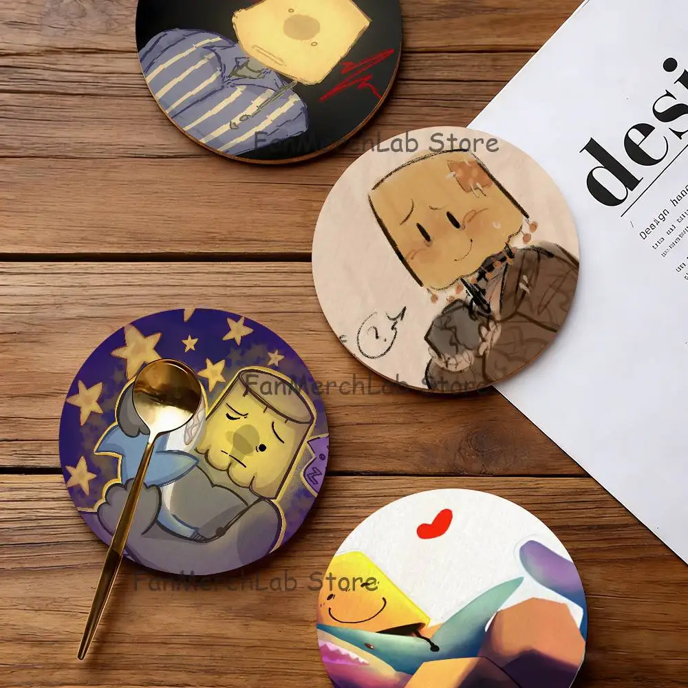 

R-RegretevatorS L-LampertS Wood Coaster Set - Heat Resistant For Tea & Coffee, Home Cafe Decor Holiday Gift