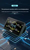 NEW Automotive Tire Pressure Monitor Solar Tire Pressure Detection Instrument Wireless External High-precision Clock Large Scree