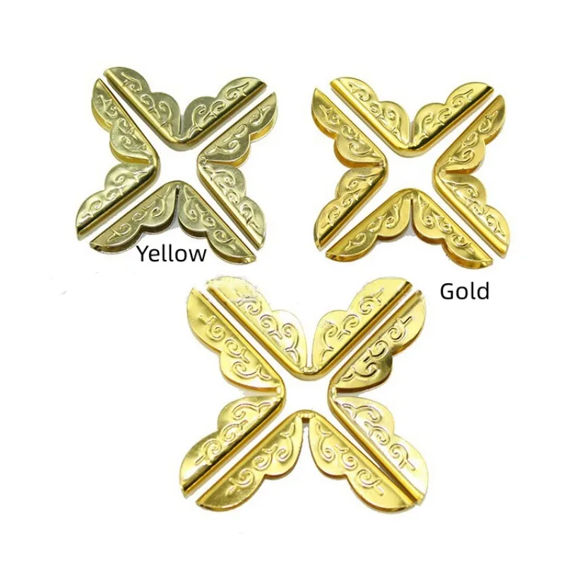 

50Pcs Yellow Book Scrapbooking Albums Menus Corner Protectors Metal Corners For Books,Pattern Carved