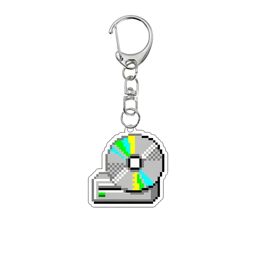 Creativity Printing Retro Pixel Style Acrylic Keychain Bag Pendant Millennium Cartoon Aesthetics Old Fashioned Computer Gift