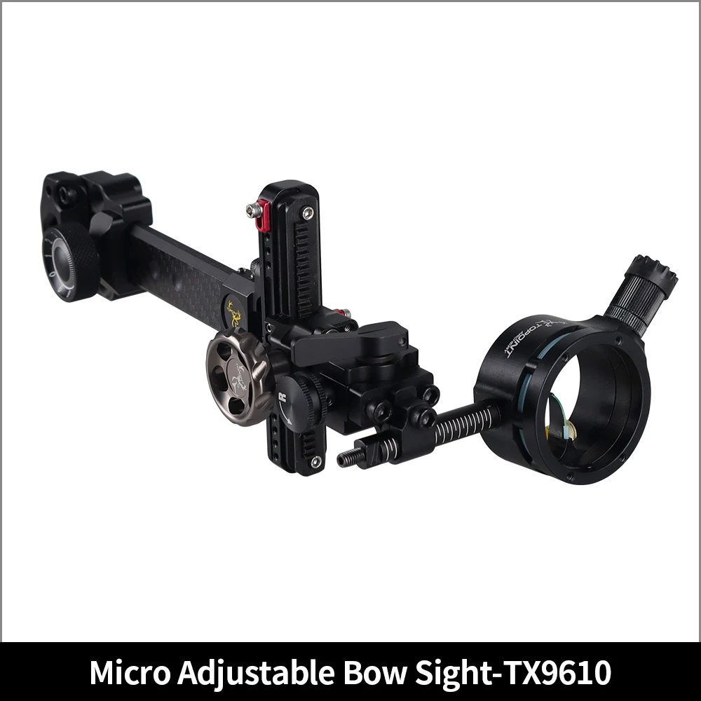 TOPOINT Composto Bow Sight, Long Pole, Double Needle Sight, Carbono Rod Estrutura, Caça Acessórios, Novo