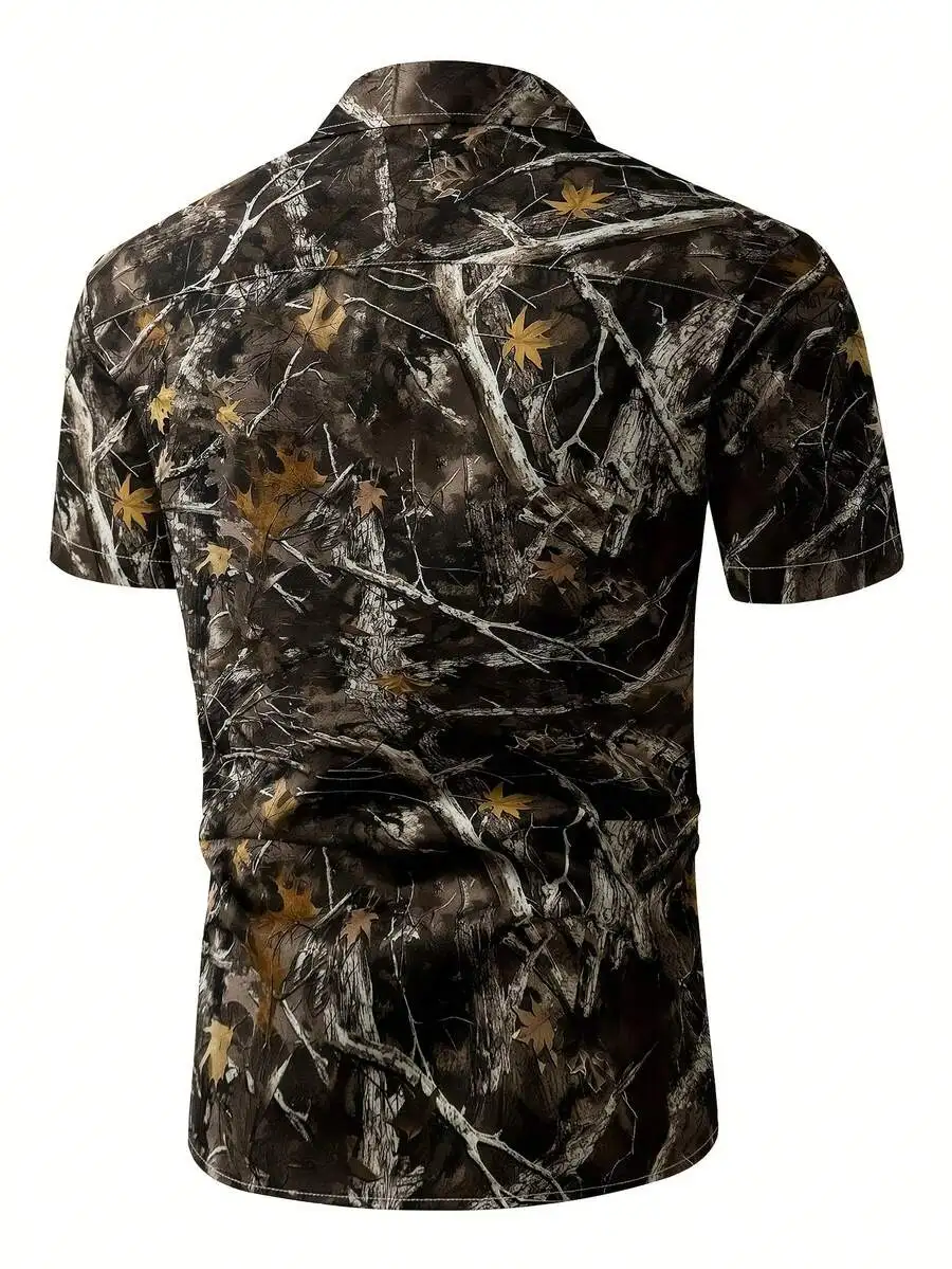 

Mens Forest Camouflage Hawaiian Shirt Short Sleeve Casual Beachwear Summer Lightweight