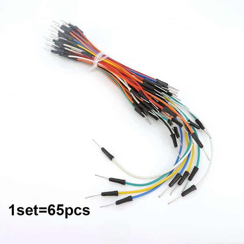 65pcs/Lot Mixed Jumper wires Male to Male Solderless Flexible Breadboard connector Cables Bread plate line test lead wire p1