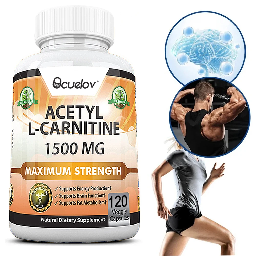 Acetyl L-Carnitine Capsules - Helps Support Brain Health, Improves Energy, Memory and Concentration, and Promotes Fat Metabolism