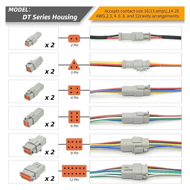 LICE-Deutsch DT Connector Kit 12Kits W/ Crimper & Term Remover WP 2-12P