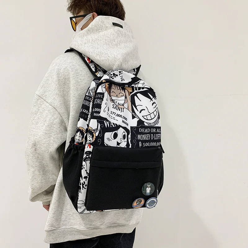 

One Piece New Cartoon Student Schoolbag Large Capacity Cute Waterproof Stain-Resistant Shoulder Pad Casual Backpack