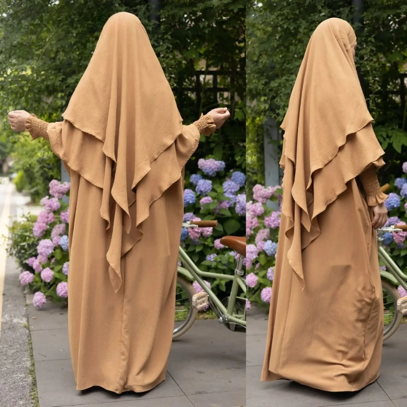 

Eid Ramadan Prayer Dress for Muslim Women 2024 New Dubai Abaya Khimar and Robe Sets Arab Turkey Modest Dresses Islam Clothing