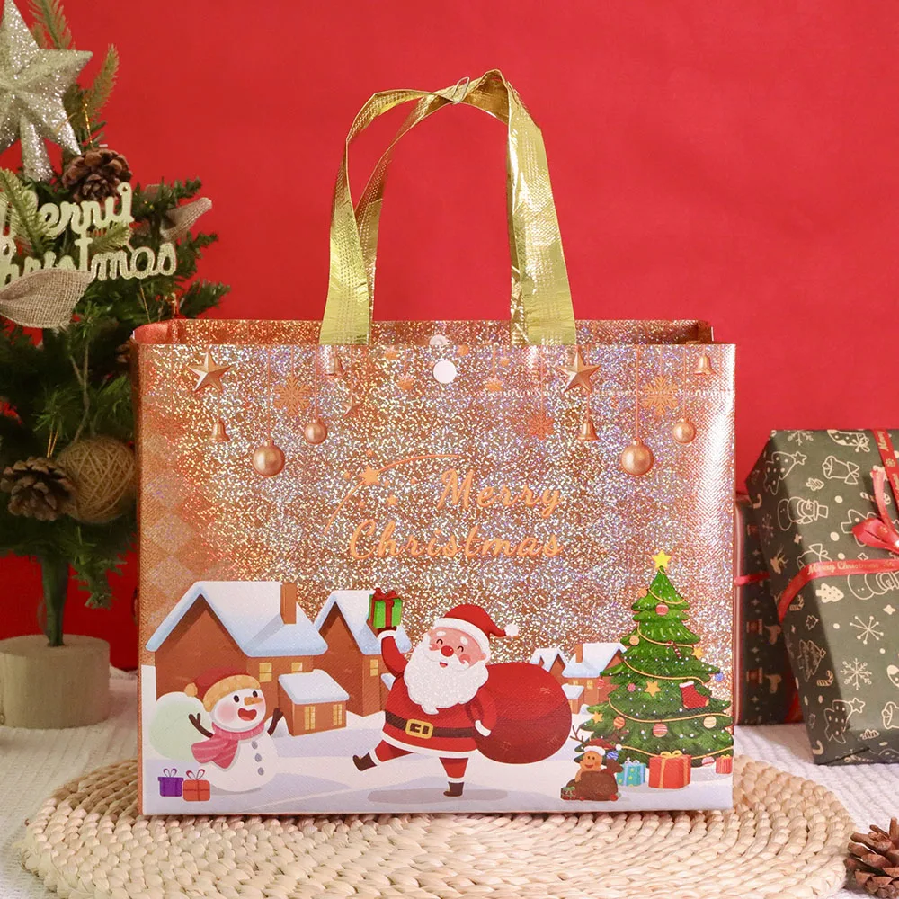 حقيبة هدايا عيد الميلاد حقيبة تسوق سانتا الاحتفالية غير منسوجة حقيبة غير منسوجة لهدايا عيد الميلاد ورأس السنة الجديدة
