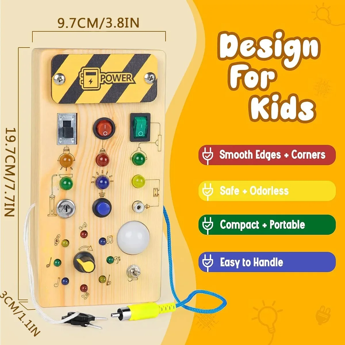 Wooden Children's Sensory Training Toys, Montessori Busy Board, LED Lights/Switch Control, Early Learning Educational, Baby Gift image 5