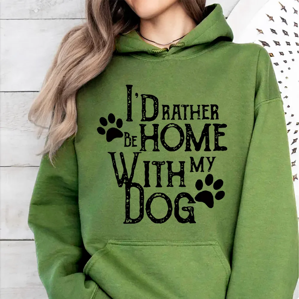 Unisex Sweatshirt  Long Sleeves Casual Hoodies Stylish Pullover Daily Wear Multiple Colors   I Wish I Could Be Home With My Dog