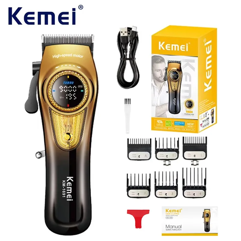 

Kemei KM-1691 9000rpm Hight-speed Hair Clipper USB Charging Hair Cutting Machine Rechargeable Professional Electric Trimmer