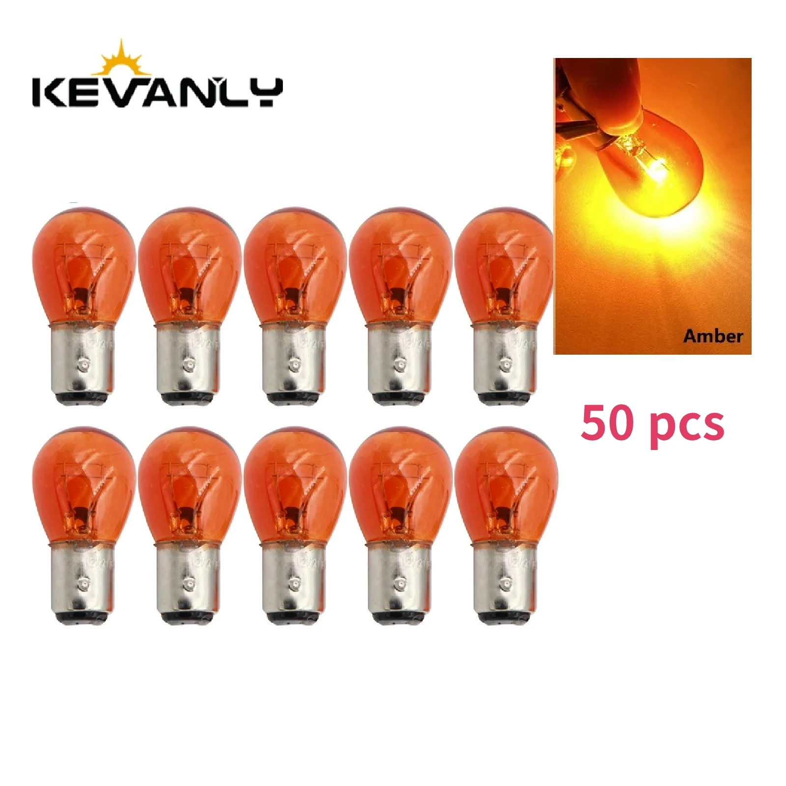 50 pcs auto 1157 P21W bay15d  12v 21/5W halogen lamp amber reverse lights brake bulbs Stop Light Rear Turn Signal DRL Amber