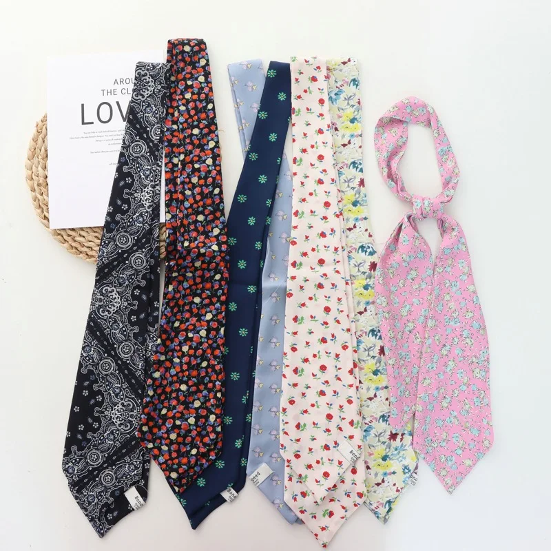 

2025 Retro French Floral Long Silk Scarf Women's Neck Scarf High-Grade Tie Decorative Hair Band Ribbon Ribbon Arm Bag Headband