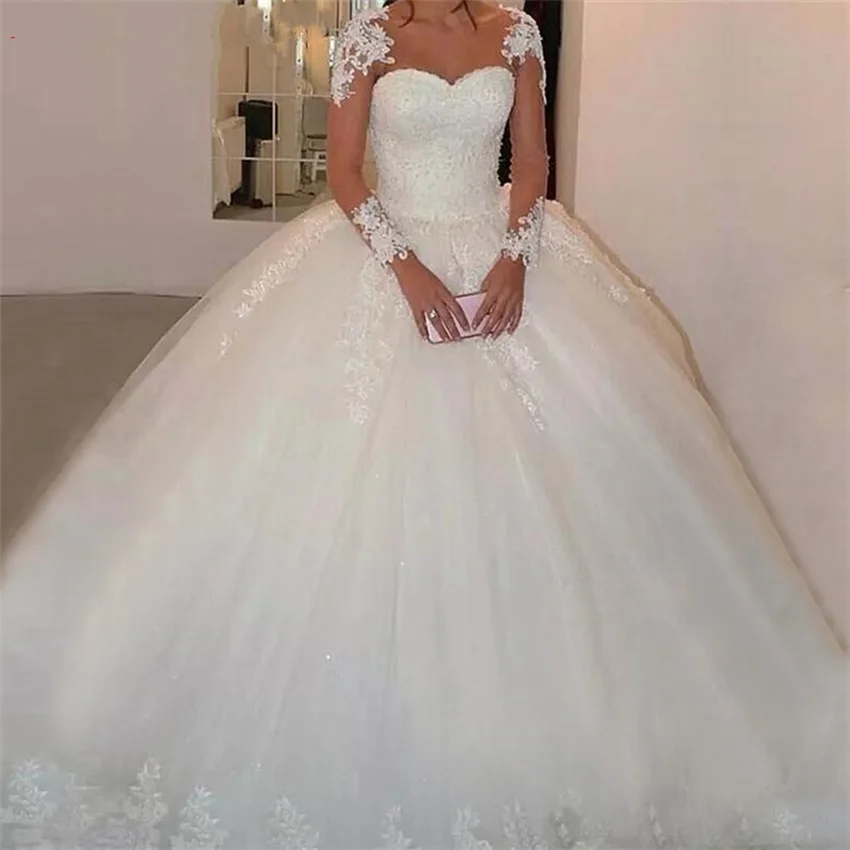 Vestidos De Noiva 2023 Custom Made Long Sleeves Wedding Dresses Ball Gowns robe de mariage Modest Beautiful Dress Bridal Gowns