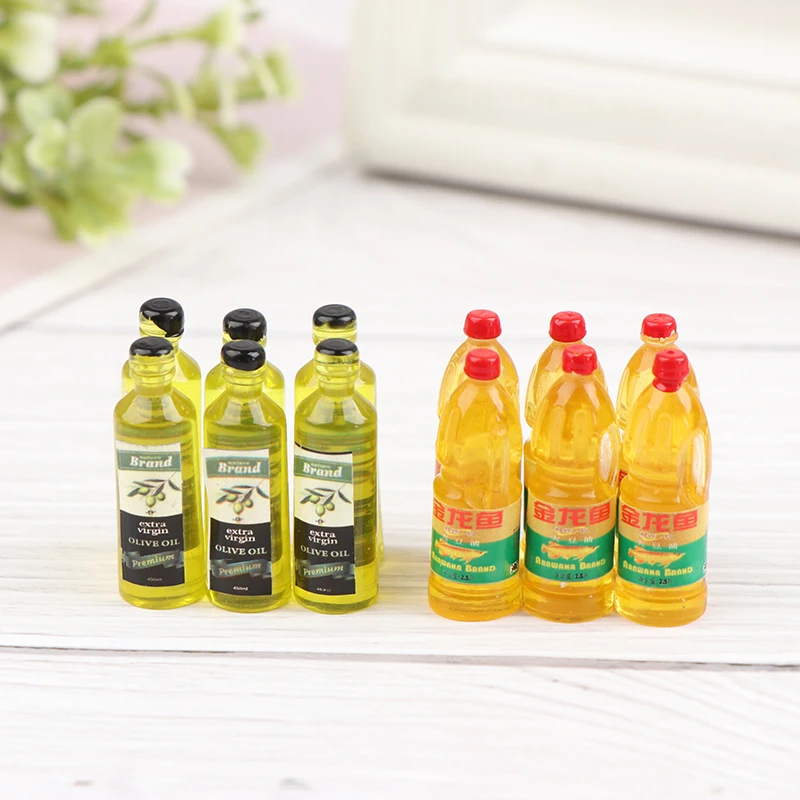 6Pcs/set of Doll House Miniature Kitchen Olive Oil Set Kitchen Accessories