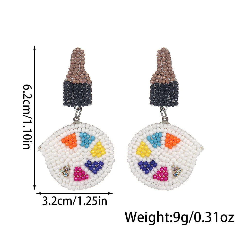 Trendy Artist Brush Palette Drop Earrings for Women Girl Design Colorful Paint Palette Charm Earrings Painter Tool Ear Jewelry