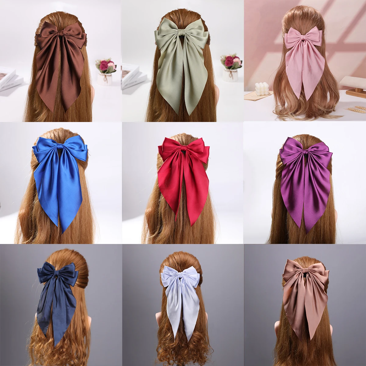 Three-dimensional bow ribbon headdress hairpin girls\' number hairpin hair band spring clip top clip simple super fairy ribbon he