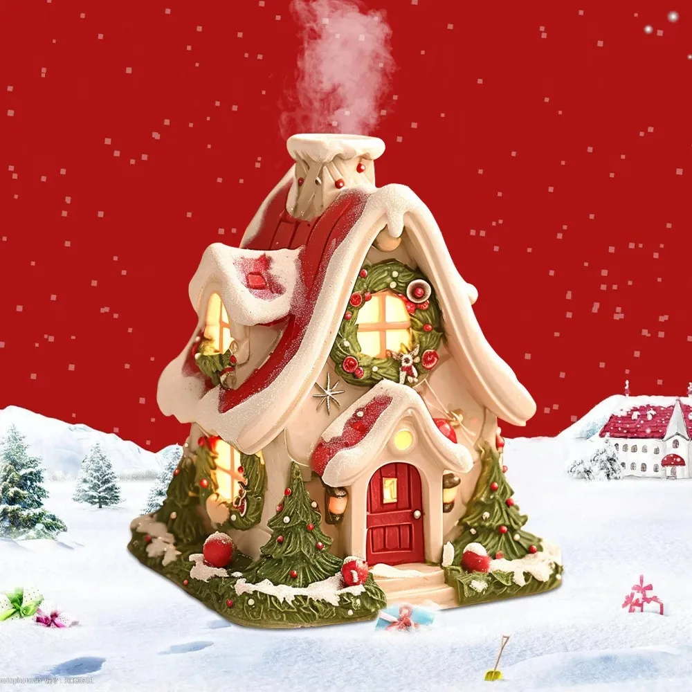 Glowing Christmas Cabin House with Led Lights Christmas Story Village Houses Festival Ornament Christmas Atmospheres Decor Props