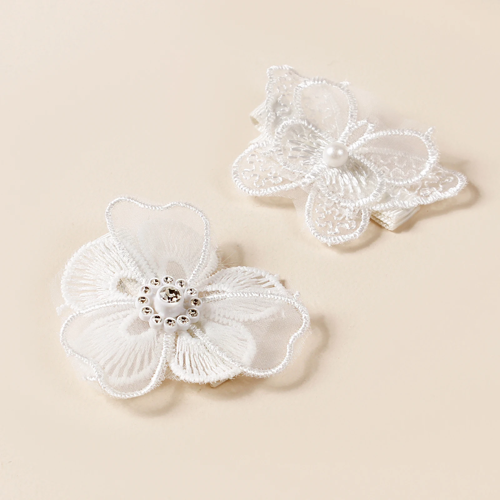 Klip rambut kupu-kupu anak perempuan, aksesori rambut renda foto bunga lucu 5 buah