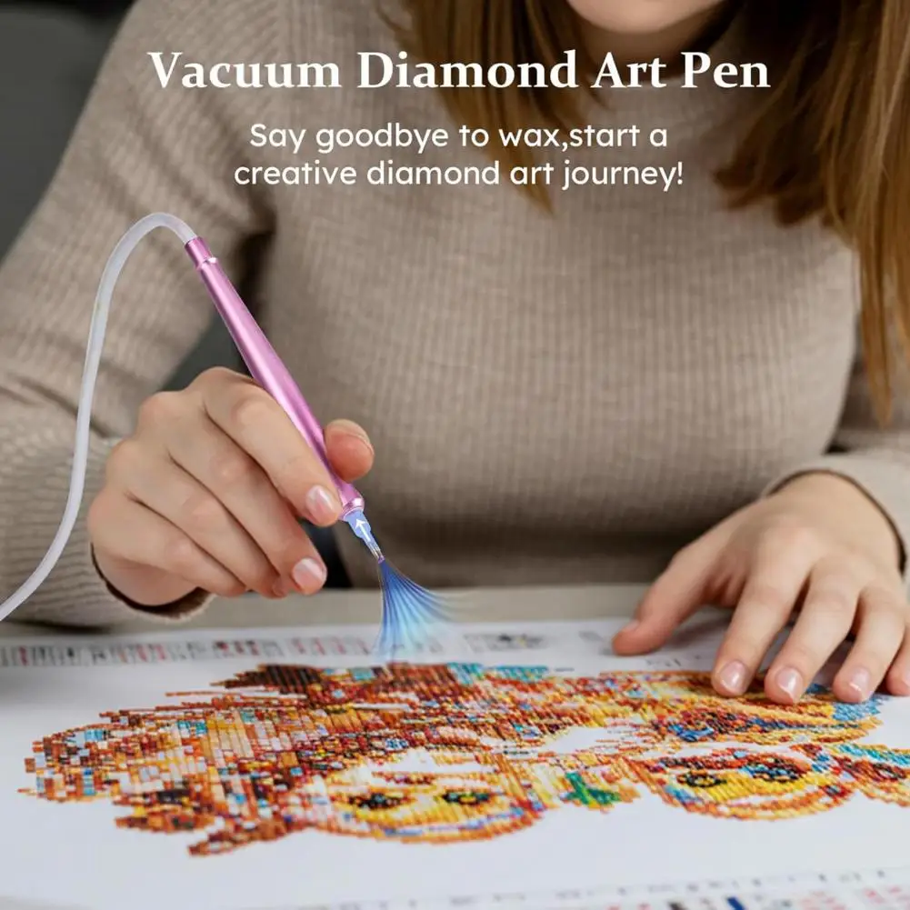 Bolígrafo eléctrico de arte de diamante al vacío, lápiz óptico de taladro 5D sin cera para adultos y niños, herramienta artesanal fácil de bricolaje para pintura de gemas