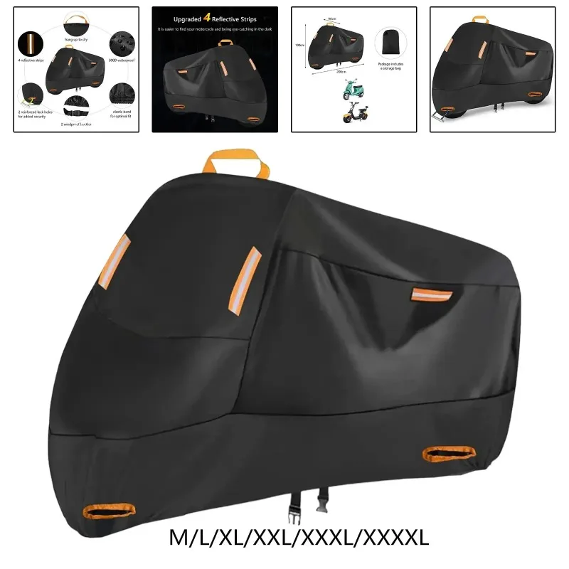 

Motorcycle Cover Waterproof All Season Dustproof UV Protective Outdoor Indoor Scooter 210D Wear-resistant Fabric Motorbike Cover