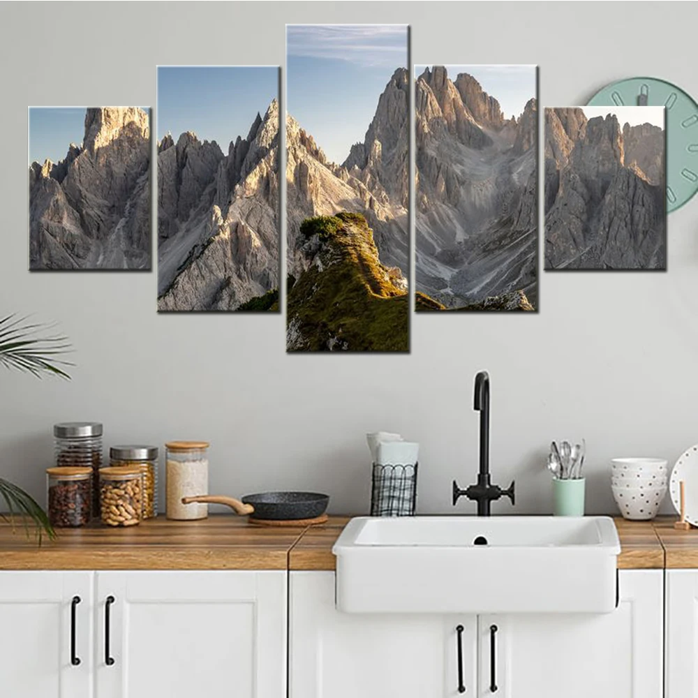 5 Pieces Nature Lanscape Wall Arts Poster Painting Dolomite Mountains In Italy Wallpapers Home Decor Interior Picture Printing