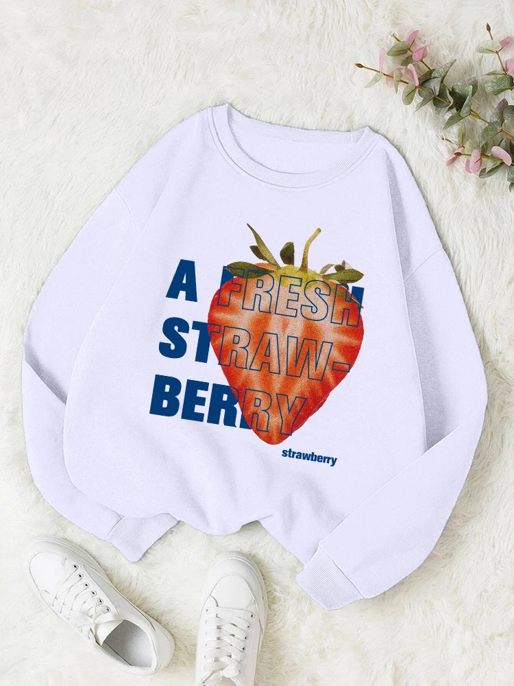 

Sweet Strawberries Printing Male Sweatshirt Harajuku O-Neck Retro Hoody Fashion Casual Clothes Autumn Loose Tracksuit Men