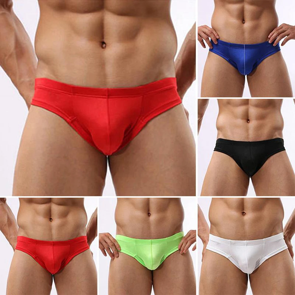 Fashion Solid Color Men Underwear Briefs U Pouch M-xXL Size Low Waist Panties Comfortable Stretch Underpants