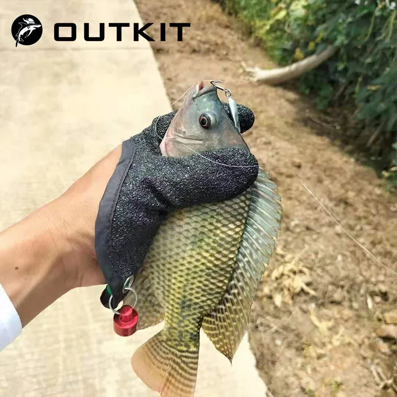 OUTKIT New Non Slip Latex Fishing Gloves  Release Fisherman Protect Hand Fish Grab Anti Skid Capture Safety Hand Gloves 1pc