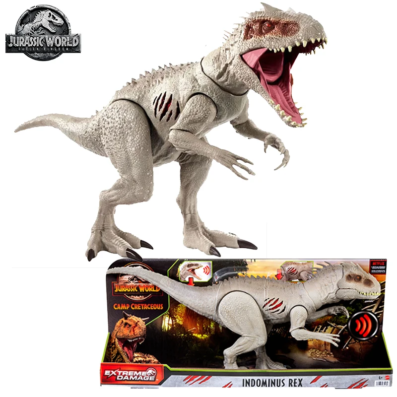 Original Jurassic World Camp Cretaceous Extreme Damage Indominus Rex Destruction Sound Attack Boys Toys for Kids Dinosaur Models