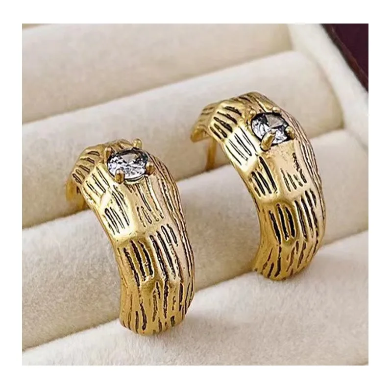 

Qingdao Stud Earrings Women's Needle Inlaid with Zircon Women's Retro Earrings Earrings