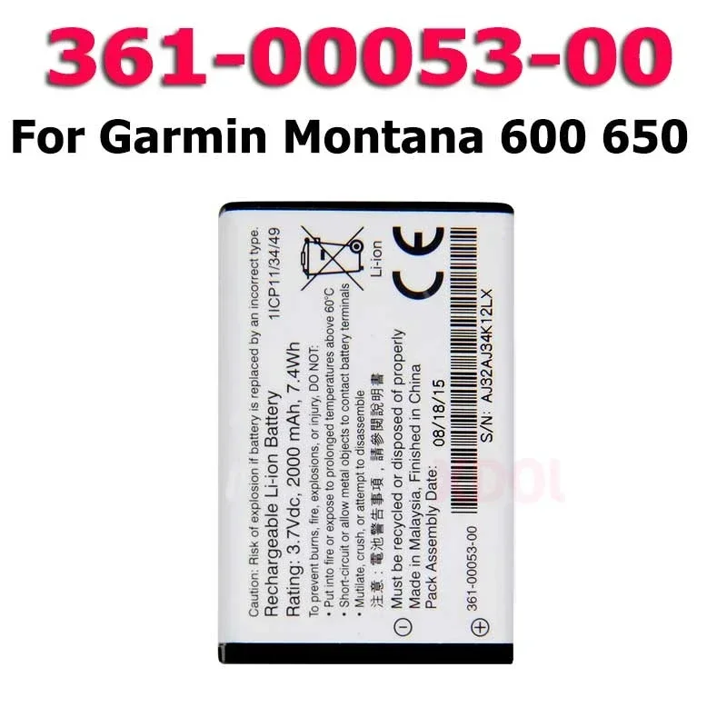 XDOU New Arrival 2700mAh 361-00053-00 361 Battery For Garmin Montana 600 600T 610 650 650T VIRB GPS Alpha 100 010-11654-03