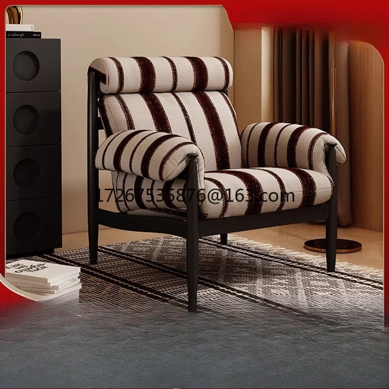 

Retro wabi-sabi medieval red black chair high backrest soft bag home living room balcony light luxury lazy leisure chair