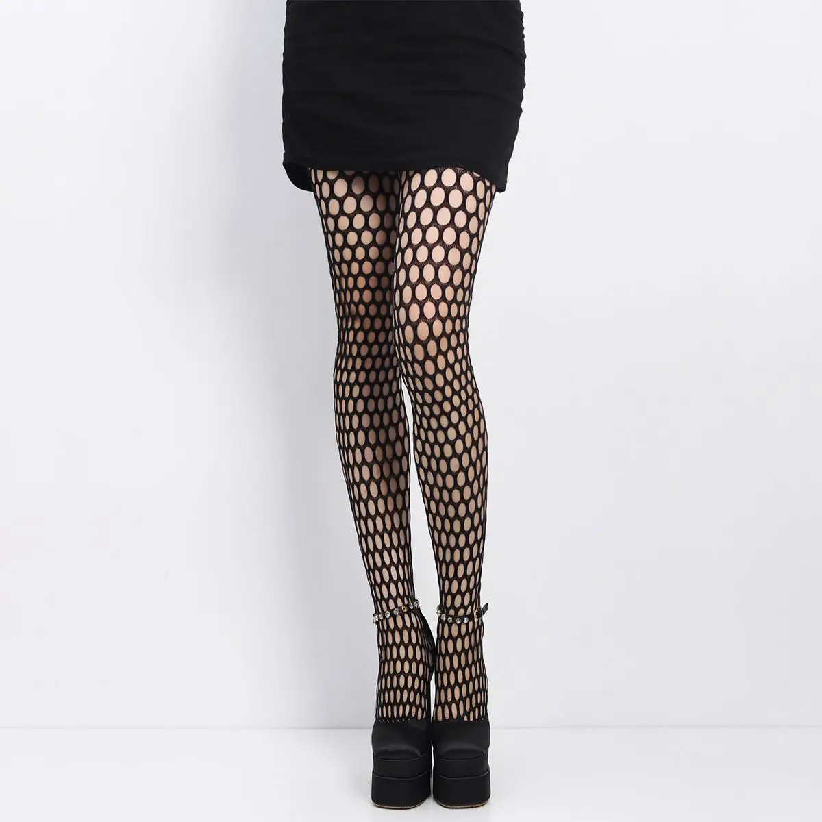 

Round Hole, Circular Suspender Stockings Women Hollow Black Socks Woman Y2K Internet Celebrity One-piece Medias Thin Stockings.