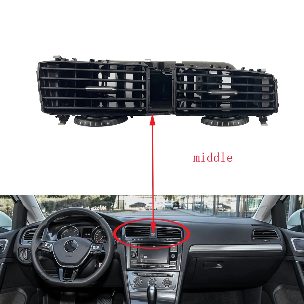 

For VW Golf 7 7.5 MK7 MK7.5 2013-2019 Car Front Dashboard Central A/C Air Conditioner Outlet Air Conditioning Vents Frame